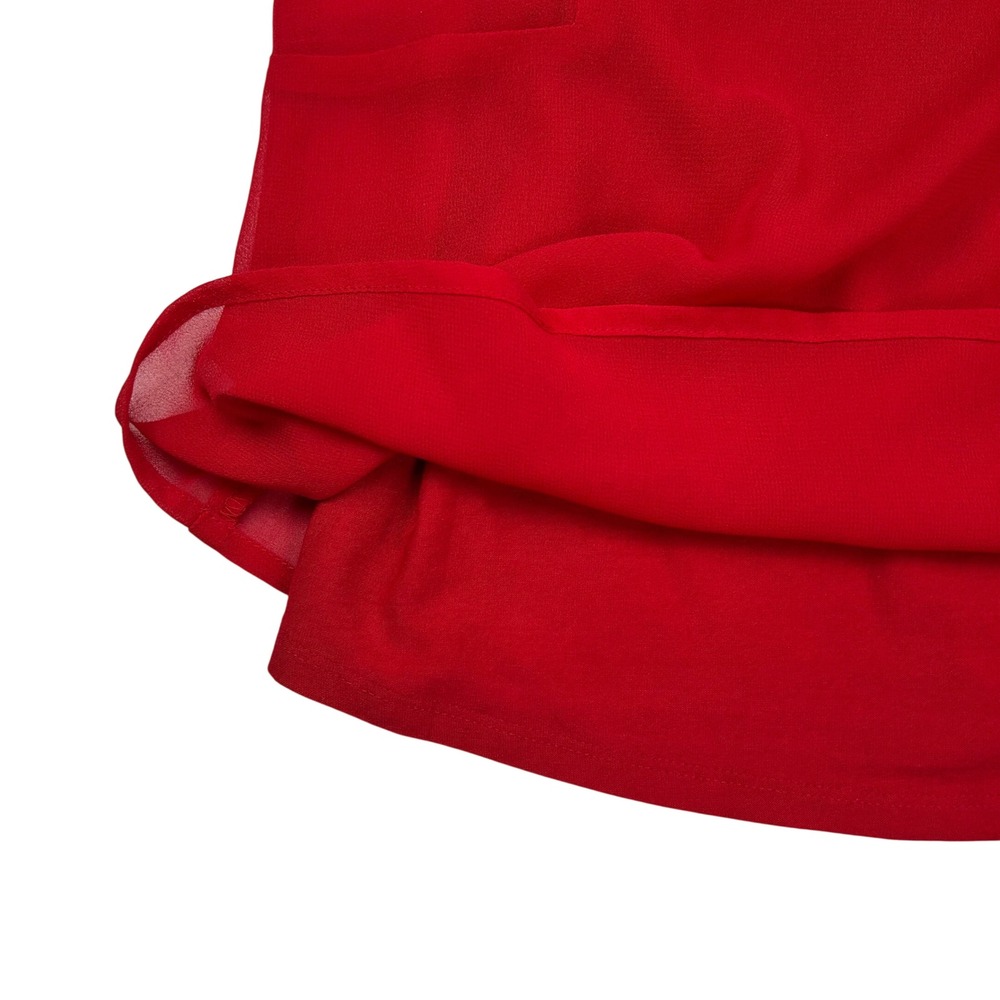 Vince Camuto Womens Red Smocked High Neck Ruffle Bishop Sleeve Blouse‎ XXS NEW - Picture 4 of 8